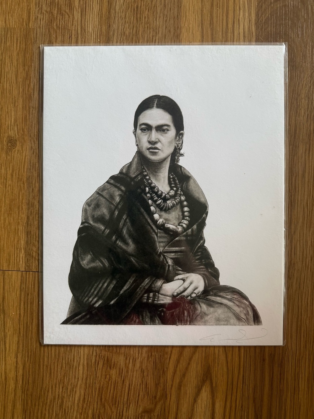 8”x10” Frida Kahlo black & White Portrait Print Signed